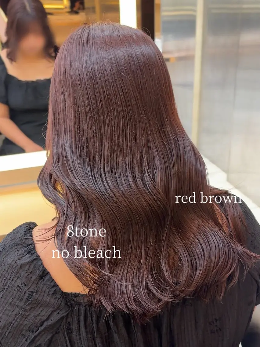 セミロング レッドブラウン ヘアカラー トリートメント ハッシュカット 暖色カラー/伊藤菜月のヘアスタイル