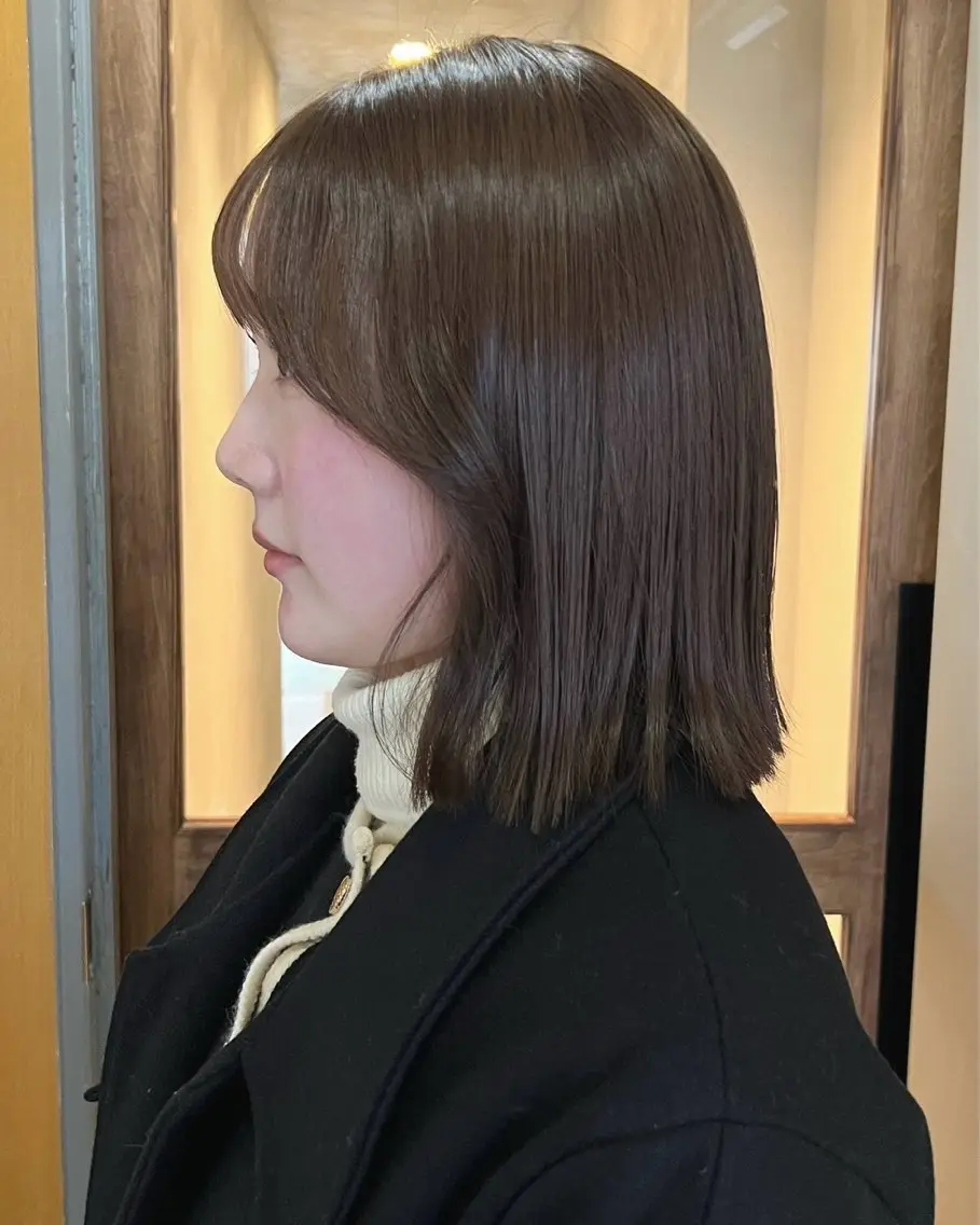 ミディアム カラー カット ヘアカラー トリートメント akane/オリーブ /ボブパーマのヘアスタイル