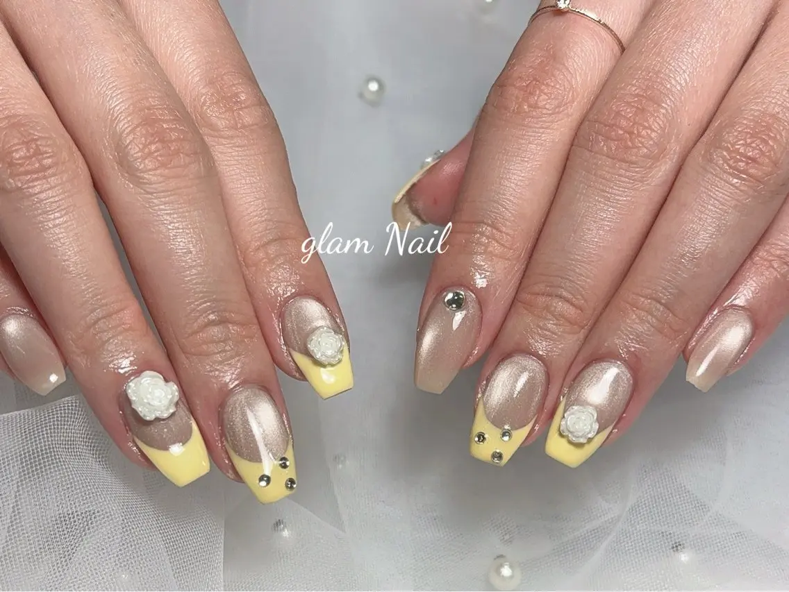 ネイル エツメ💅 長さ出し🎀デザインのネイルデザイン