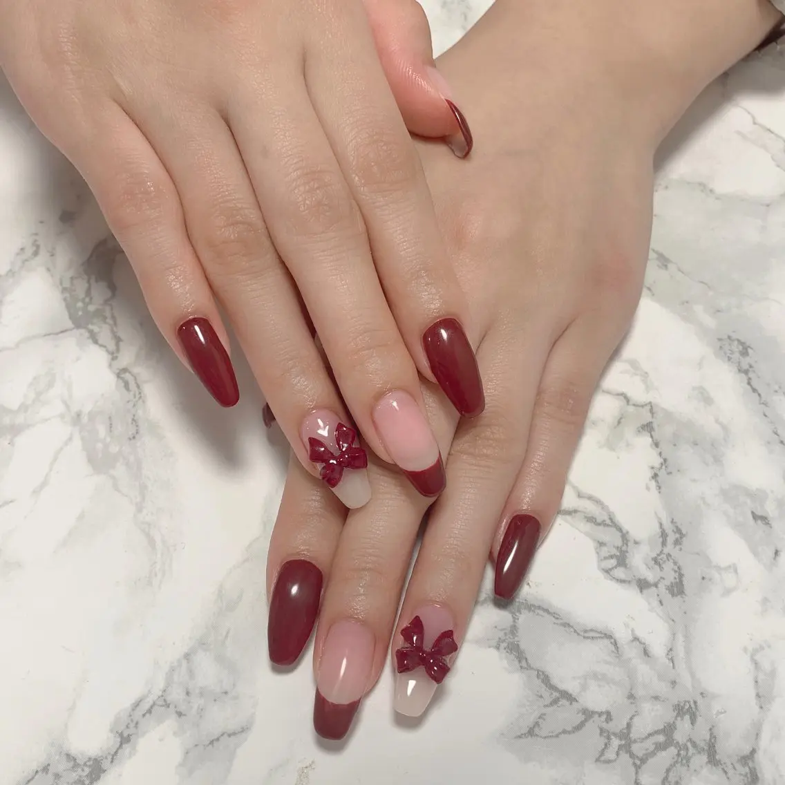 ネイル はな💎ネイル ワンホン、長さ出しのネイルデザイン
