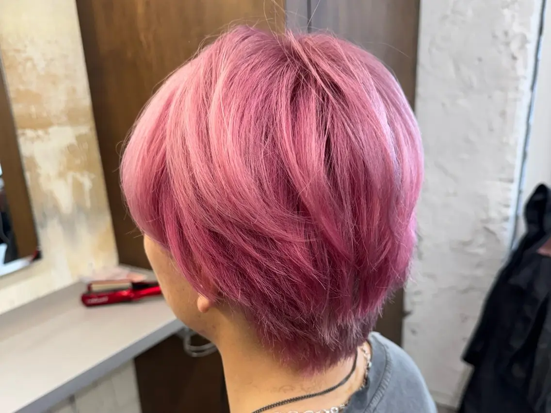 ショート カラー メンズ ピンクカラー ハイトーン/メンズ パーマ👾ますのヘアスタイル