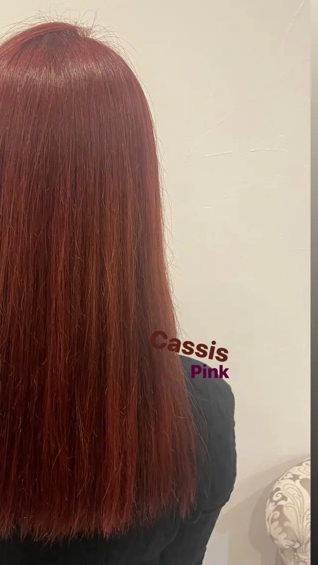 ロング カラー ブリーチ カシス ブリーチなしカラー ピンクカラー ヘアカラー 梨子🐣艶カラー🌈 ダメージレス💖のヘアスタイル