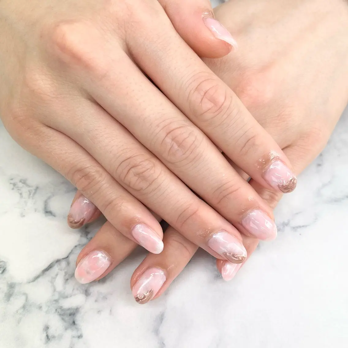 ネイル 大理石ネイル(マーブル) ニュアンスネイル パステルネイル ピンク 春ネイル Nail Salon Luire  Naoのネイルデザイン