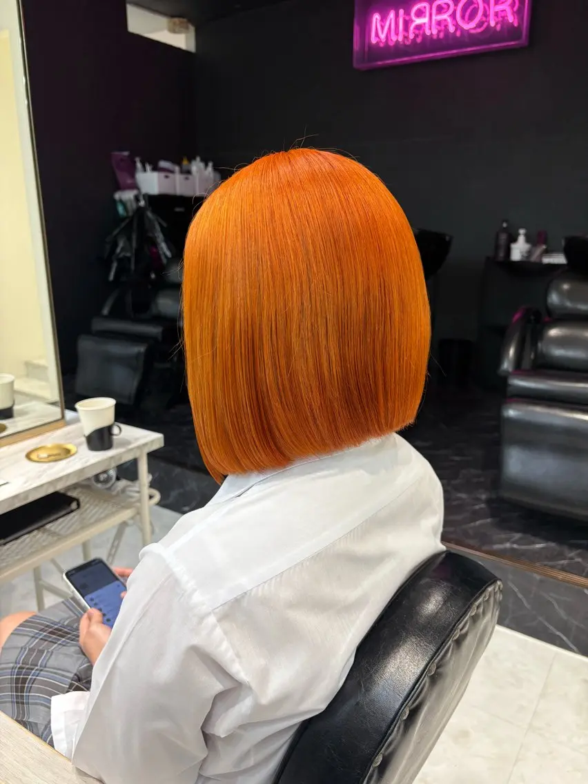 ロング カラー ブラウンカラー オレンジ オレンジブラウン カット ヘアカラー トリートメント ヘアセット 色落ち綺麗🩰ハイ トーン🎀RINKAのヘアスタイル