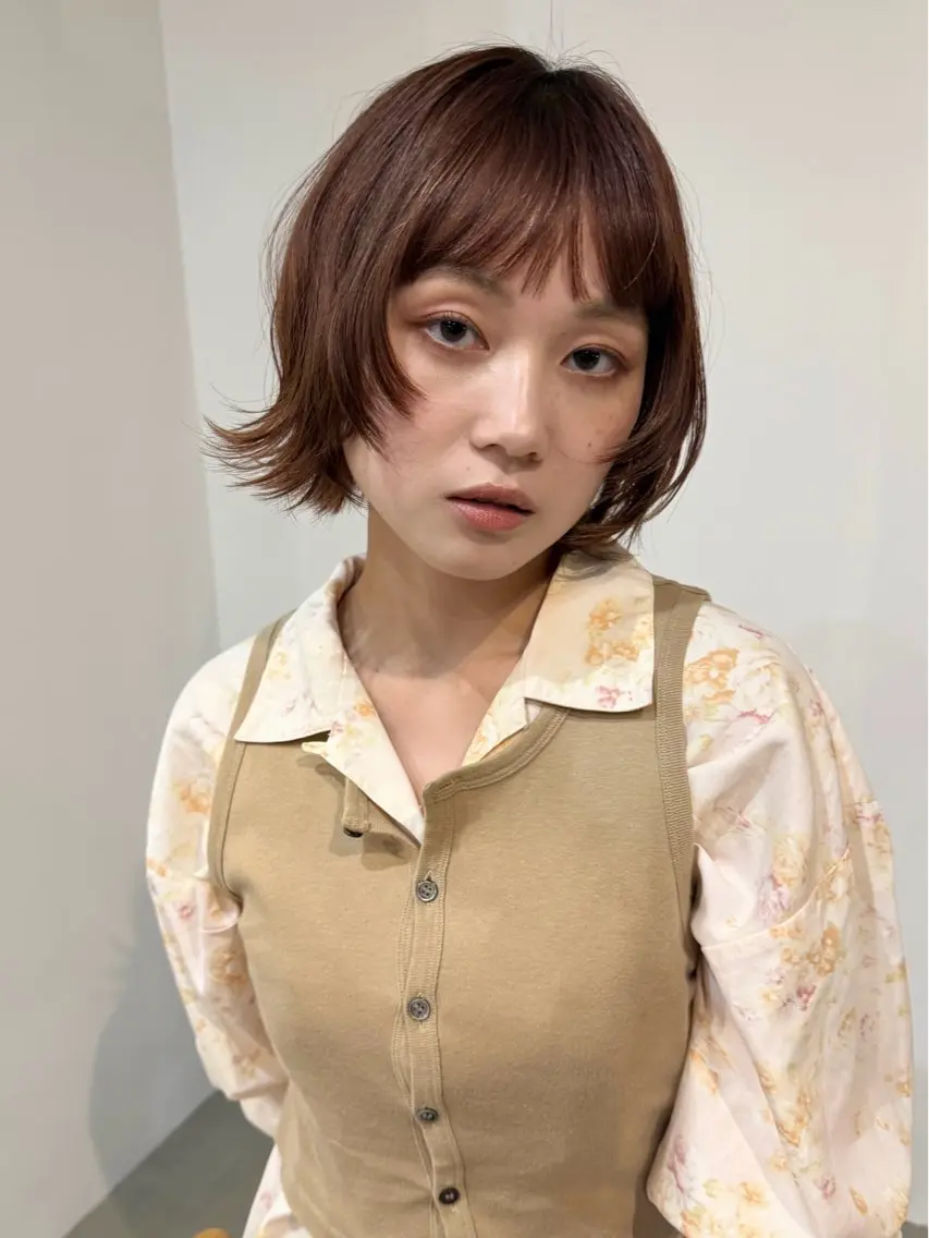 ミディアム カラー ボブレイヤー ボブ レイヤーカット カット ヘアカラー トリートメント ショート/ボブ kyokaのヘアスタイル