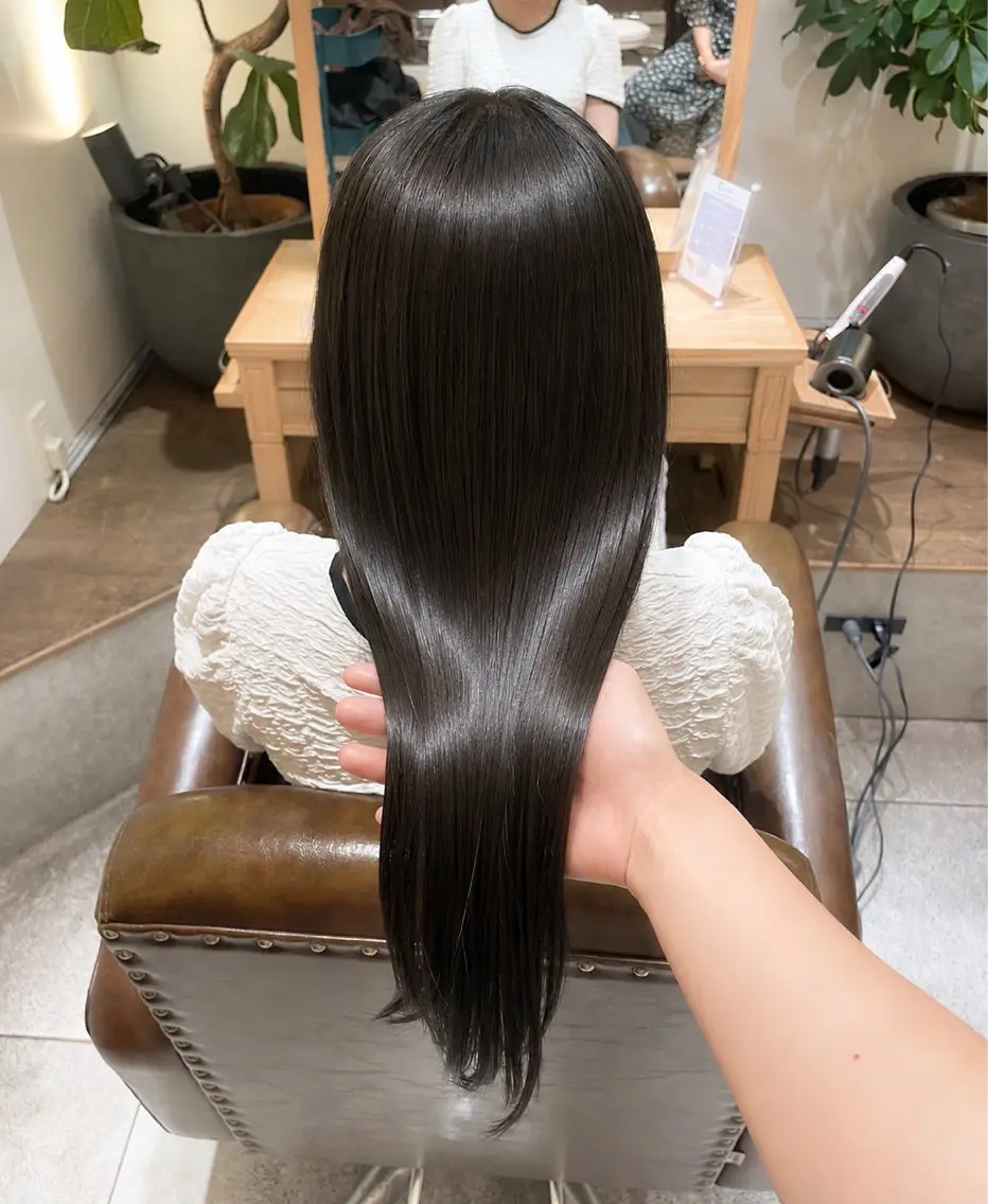 ロング カラー パーマ ストレートパーマ 縮毛矯正 トリートメント ヒナ/酸性ストレート /髪質改善のヘアスタイル