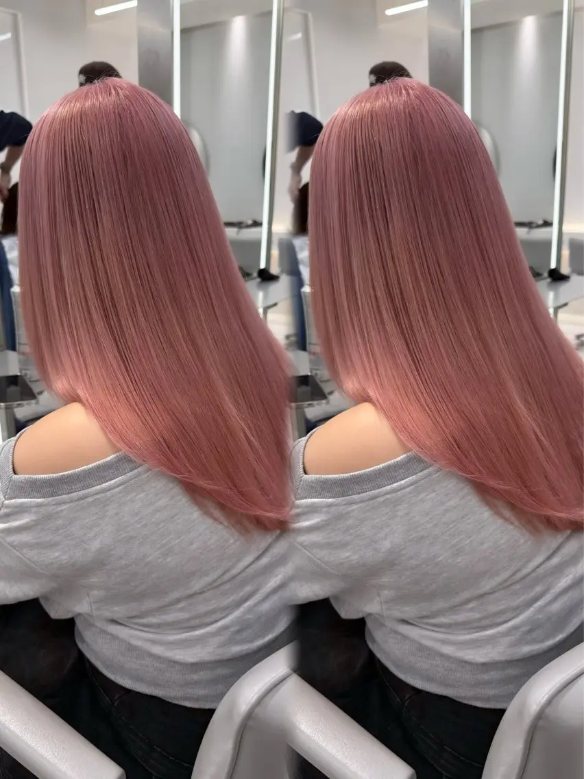 セミロング カラー ベージュカラー ブリーチ 透明感カラー ダブルカラー ピンクカラー トリートメント /カラー/NAOKIのヘアスタイル
