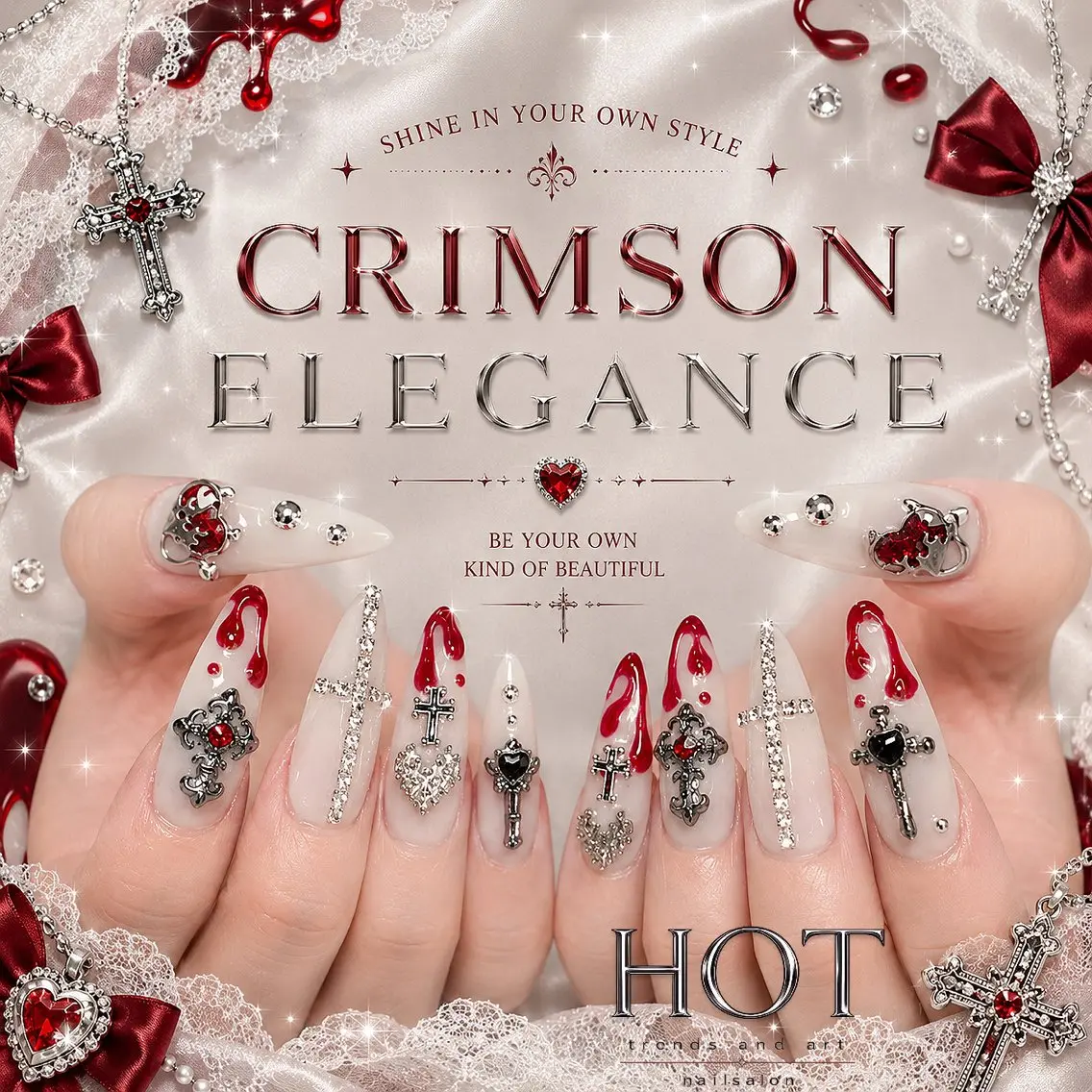ネイル アートネイル オーロラネイル クリアネイル 長さ出し フレンチネイル ハンドネイル HOT Nail Salonのネイルデザイン