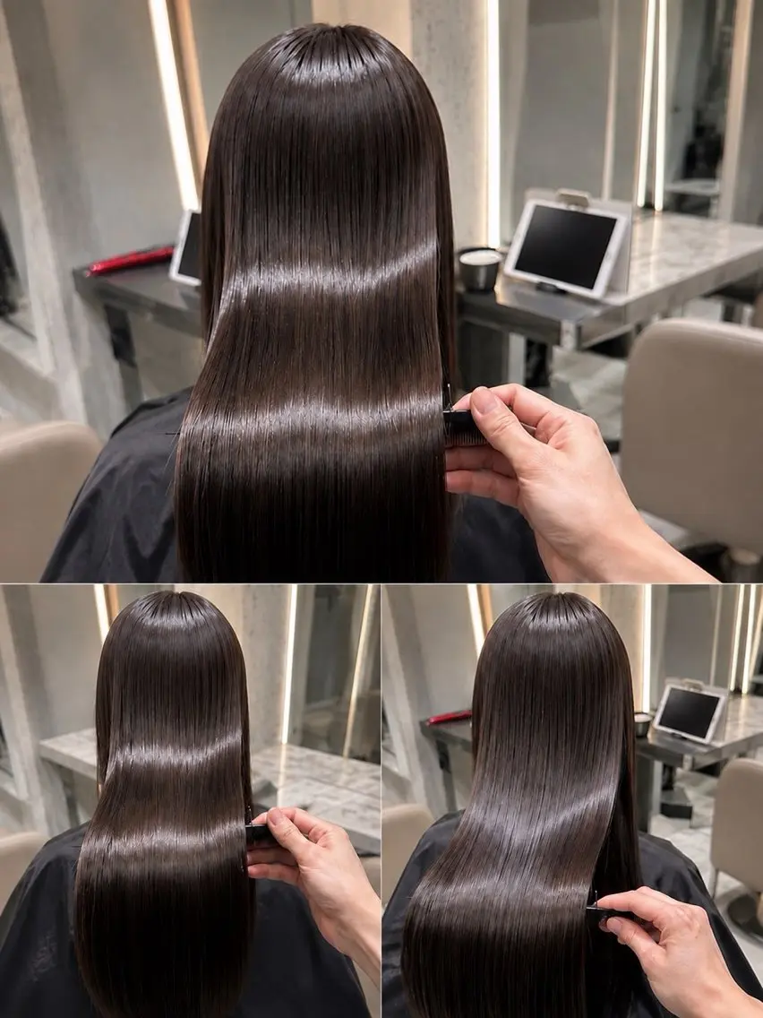 ロング パーマ 縮毛矯正 ストレートパーマ カット ヘアカラー 縮毛矯正 トリートメント 💙レイヤー縮毛矯正 大宮/虎白💙のヘアスタイル