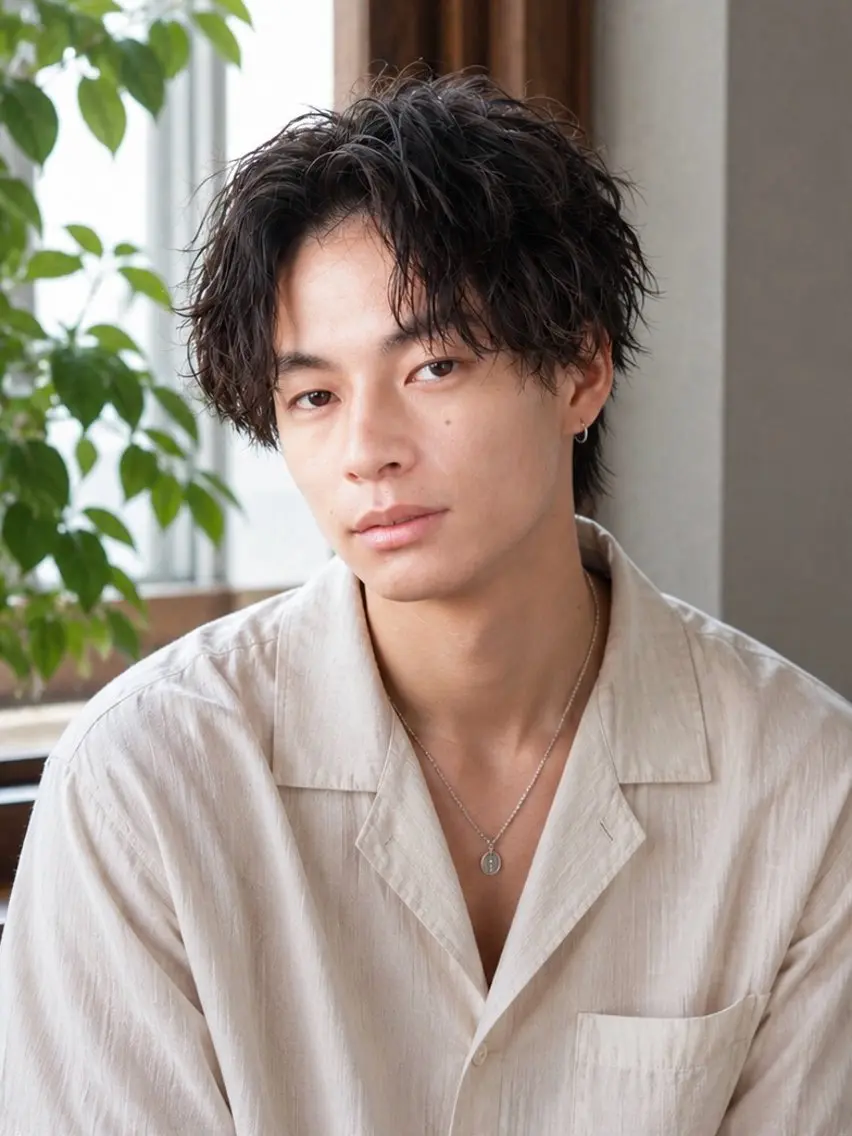 ショート パーマ メンズ カット パーマ トリートメント 石川 修一のヘアスタイル