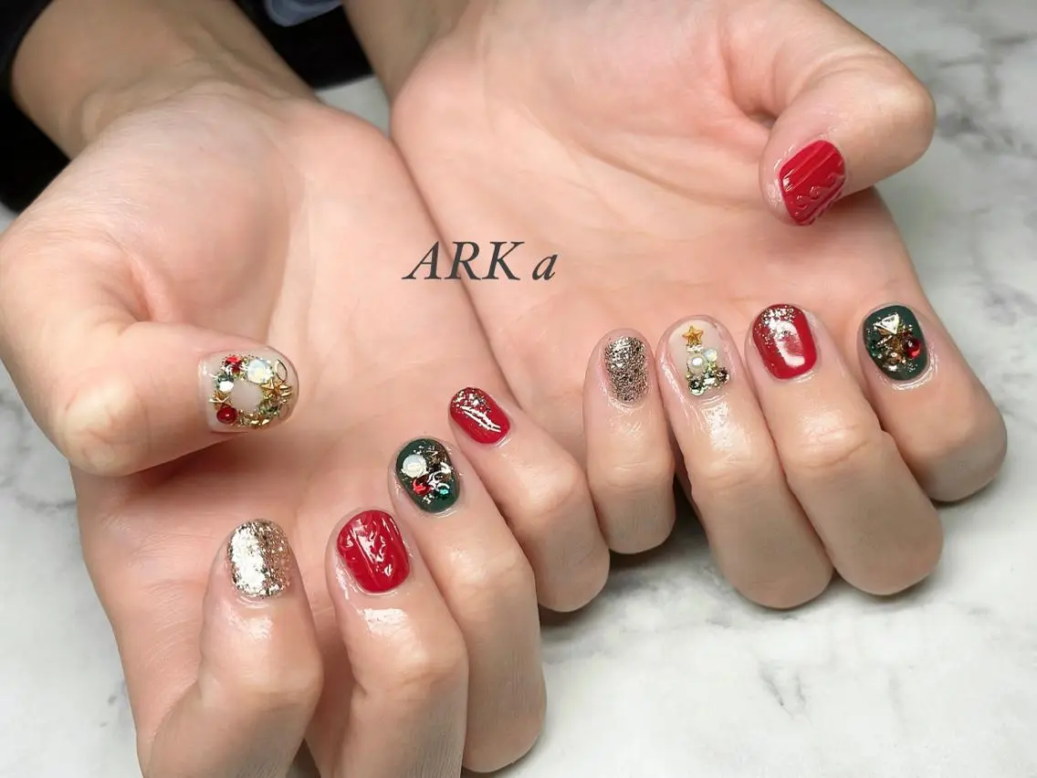 ネイル 冬ネイル クリスマス ハンドネイル ARKα Nishiのネイルデザイン