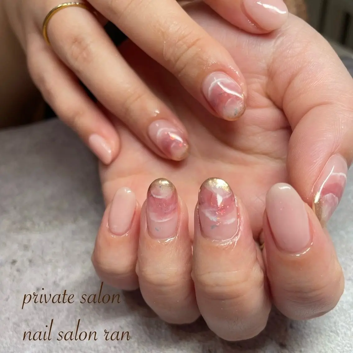 ネイル 大理石ネイル(マーブル) ハンドネイル ハンドケア nailsalon ranのネイルデザイン