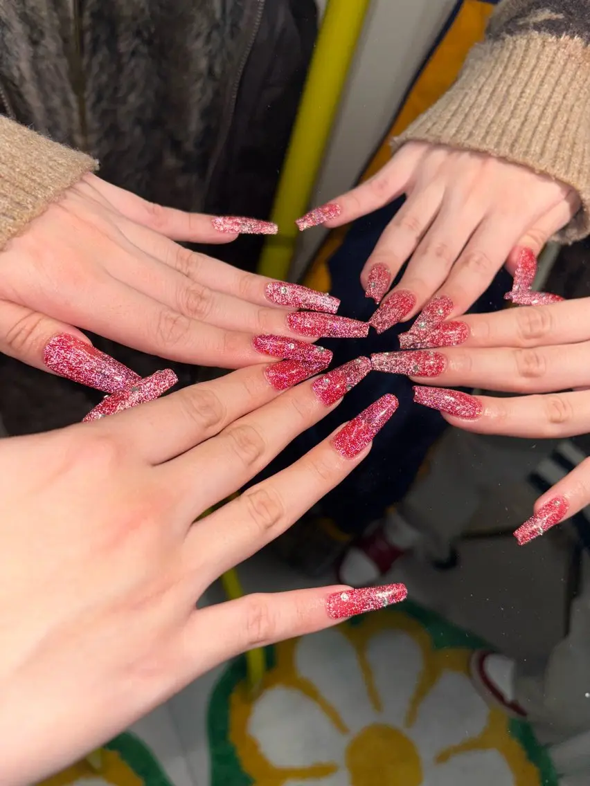 ネイル フラッシュネイル ロングネイル 33nail✴️栄 スミレ❇️Gel-xのネイルデザイン