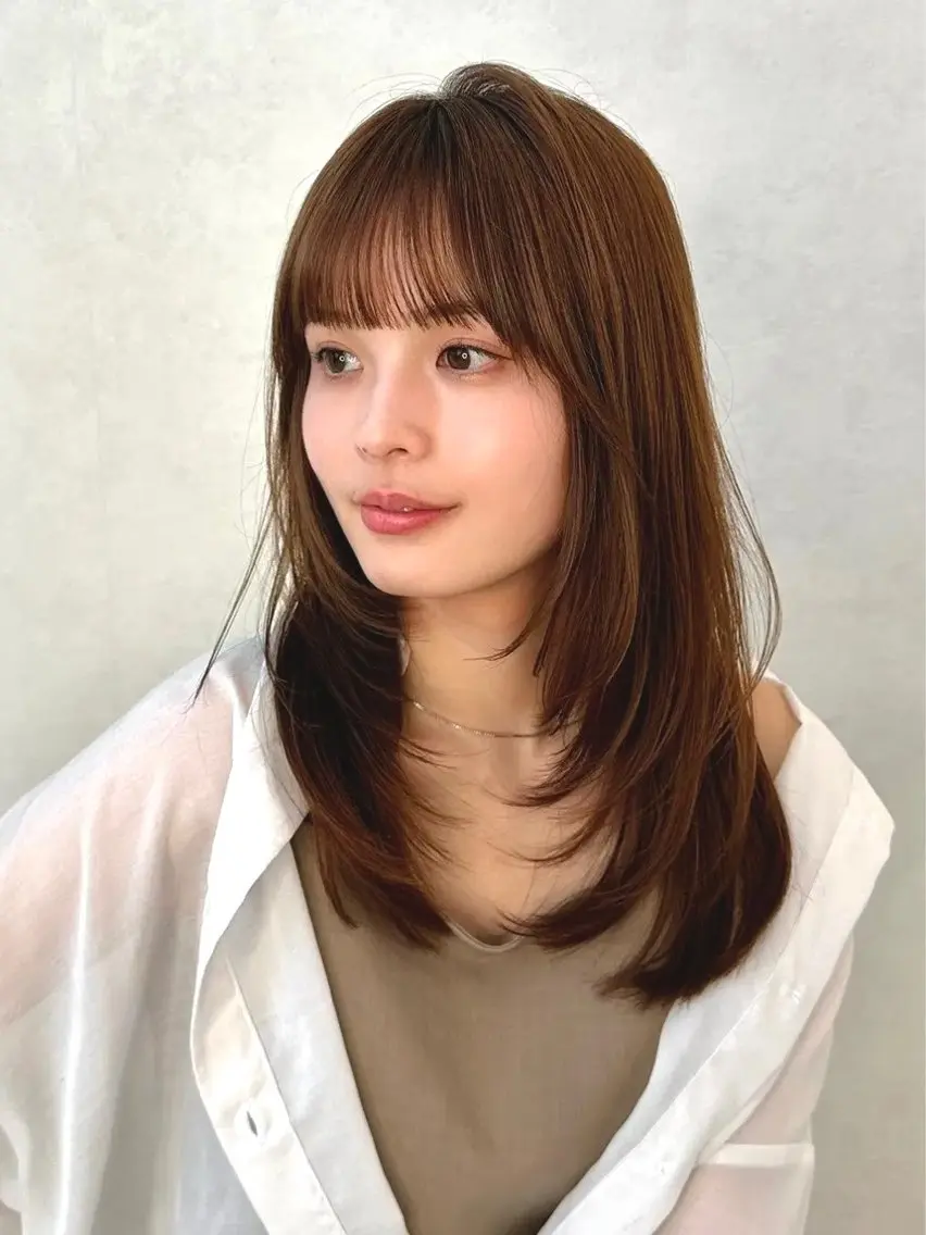 セミロング カラー パーマ kazuki【顔周り ×レイヤーカット】のヘアスタイル