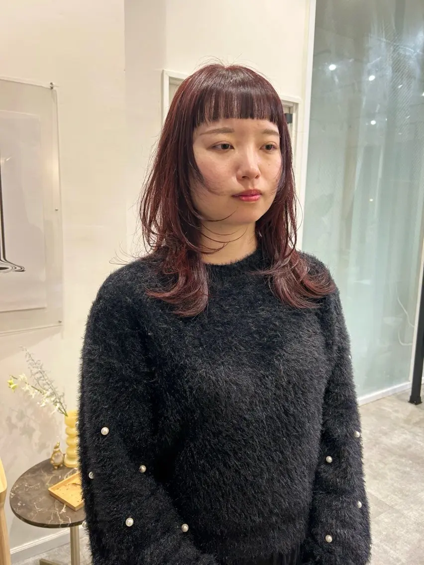 セミロング カラー レイヤーカット カット ヘアカラー KAZU keshiki大名のヘアスタイル