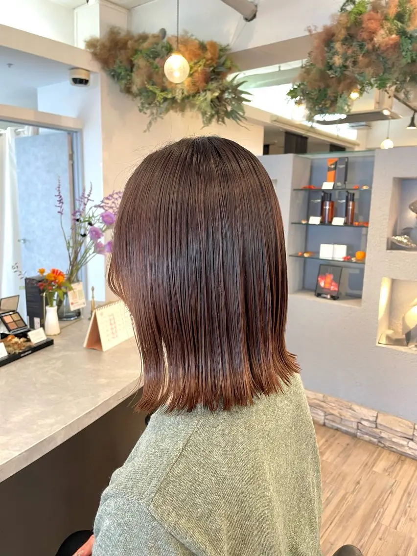 ミディアム カラー パーマ 縮毛矯正 VISAGE ba.sk 金子詩帆のヘアスタイル