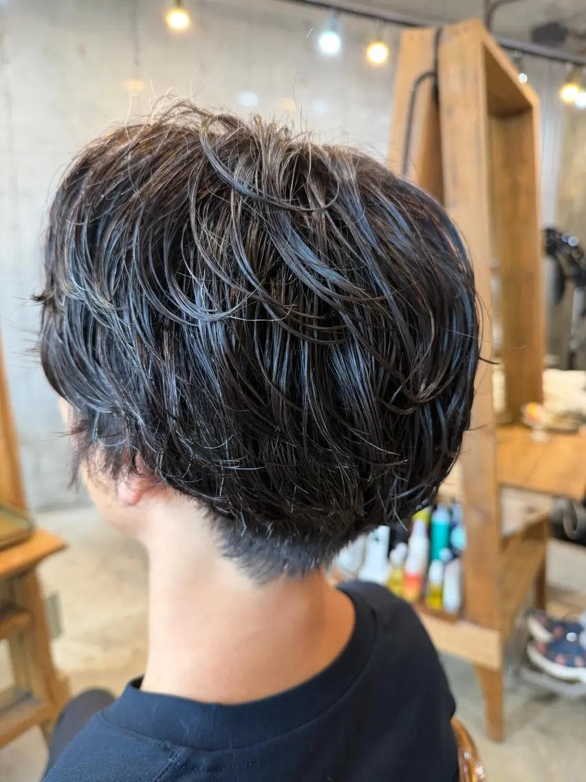 ショート パーマ ヘアアレンジ メンズ センターパート ニュアンスパーマ カット パーマ 🍀Ryosuke 🍀のヘアスタイル