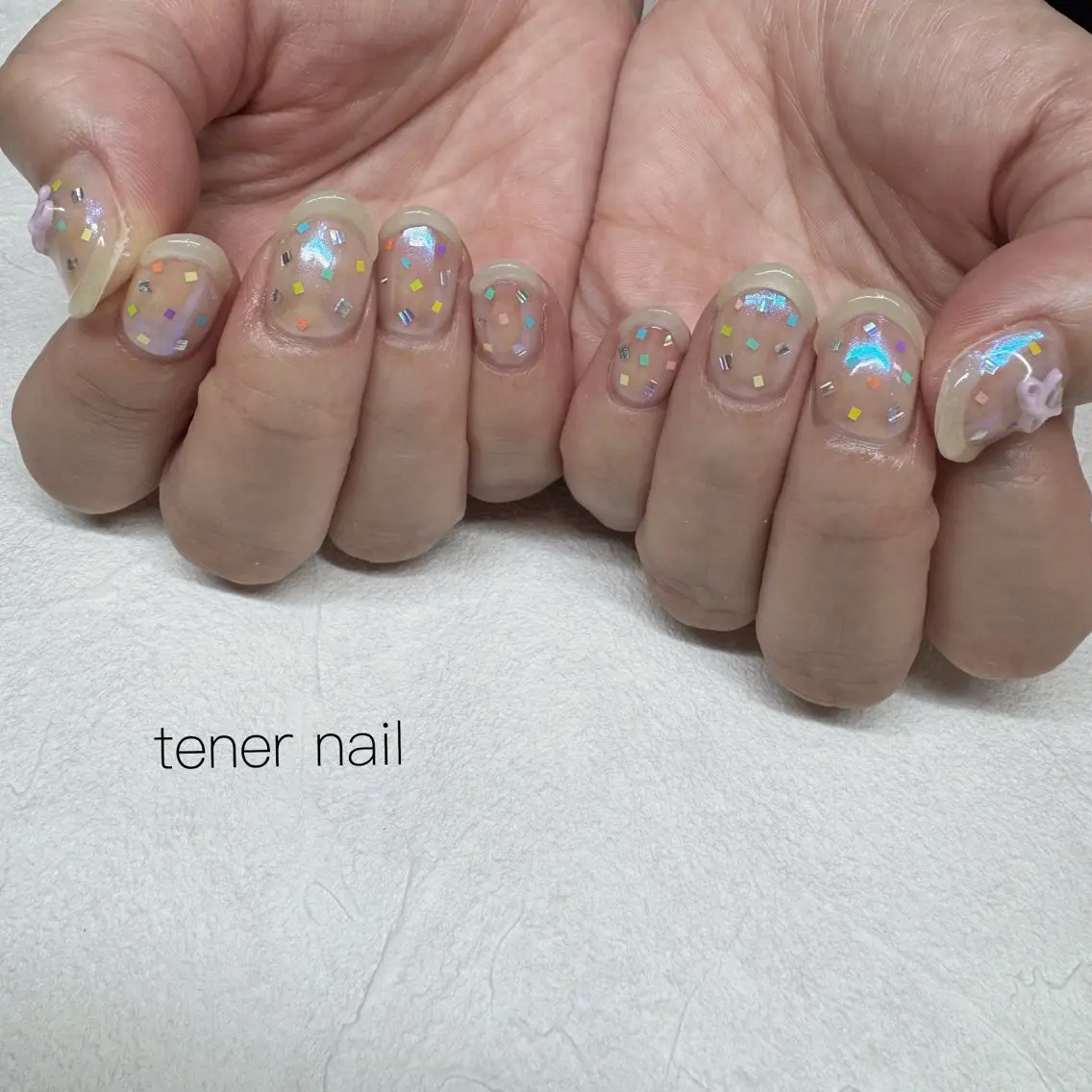 ネイル ホログラムネイル スクエアネイル ハンドネイル テネルネイル tener nailのネイルデザイン