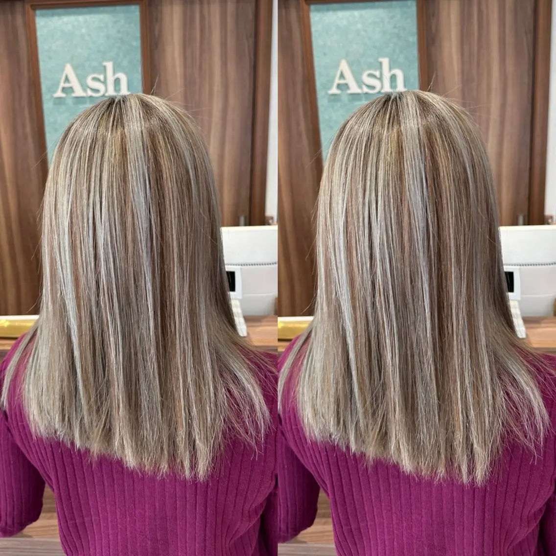 ミディアム カラー ヘアアレンジ ベージュカラー ハイライトカラー ホワイトベージュ ハイライト レイヤーカット♡ 🌻鈴木花🌈のヘアスタイル