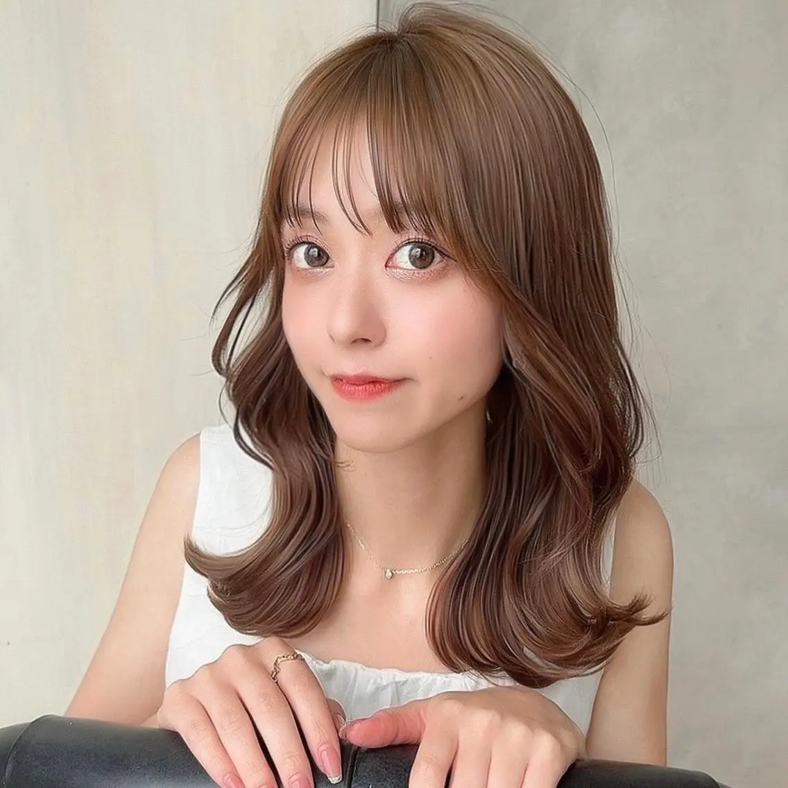ミディアム くびれヘア 髪質改善 縮毛矯正 🧡くびれヘア/前髪 顔周り🧡久原結衣のヘアスタイル