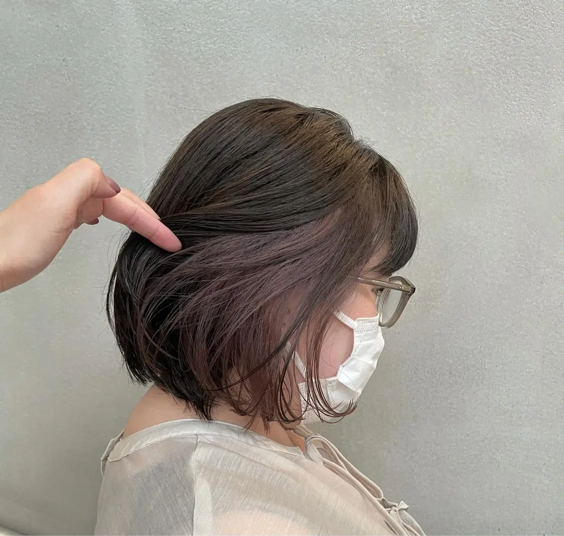 ミディアム カラー ベージュカラー ミルクティーベージュ パープルカラー 沖縄/ヘアアレンジ /ナカノのヘアスタイル