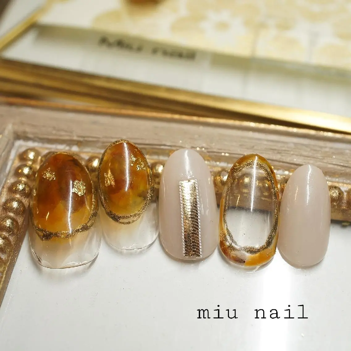 ネイル べっ甲ネイル ラメ(グリッター) ニュアンスネイル MIU  nailのネイルデザイン