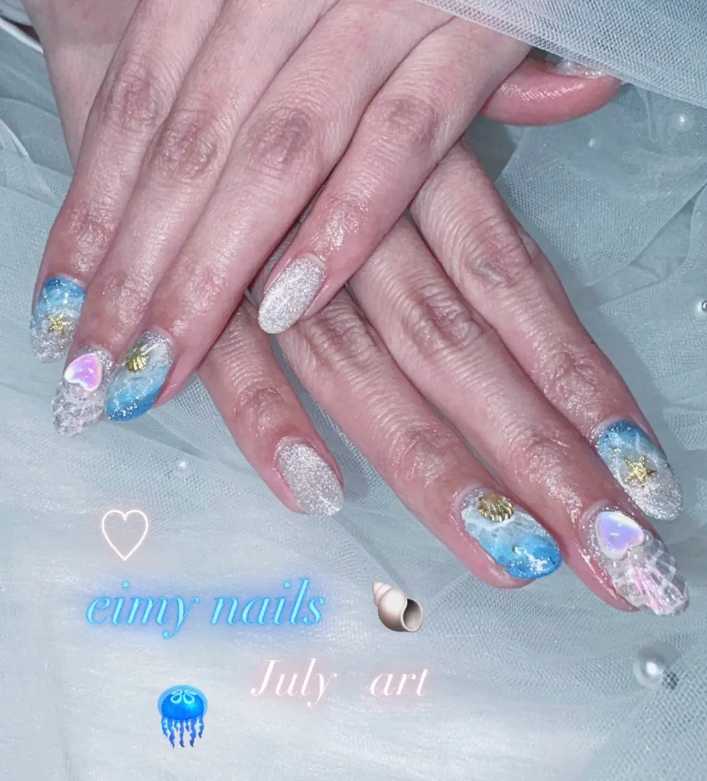 ネイル アートネイル フラッシュネイル グラデーション ハート ラメ(グリッター) ハンドネイル eimy nails♡のネイルデザイン