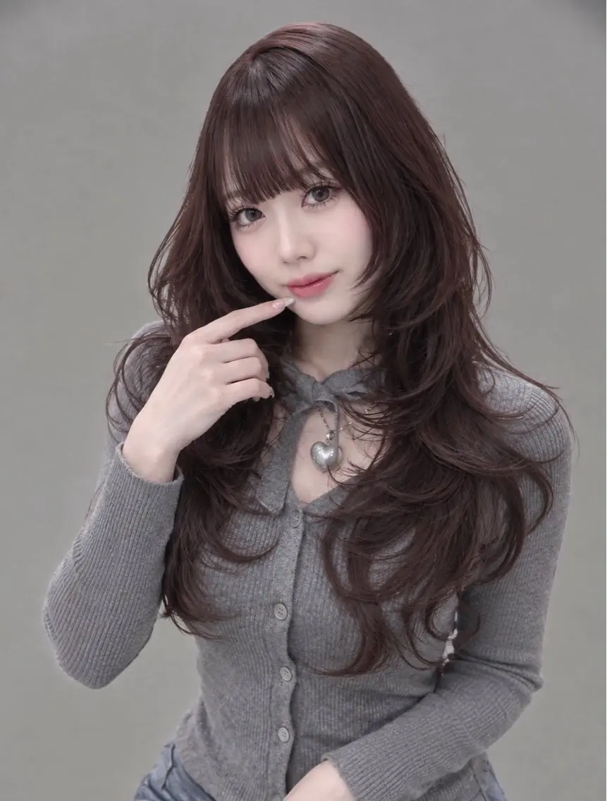 ロング カラー ヘアアレンジ レイヤーカット カット ヘアカラー トリートメント ヘッドスパ ヘアセット 韓国レイヤーカット /韓国トレンドカラーのヘアスタイル