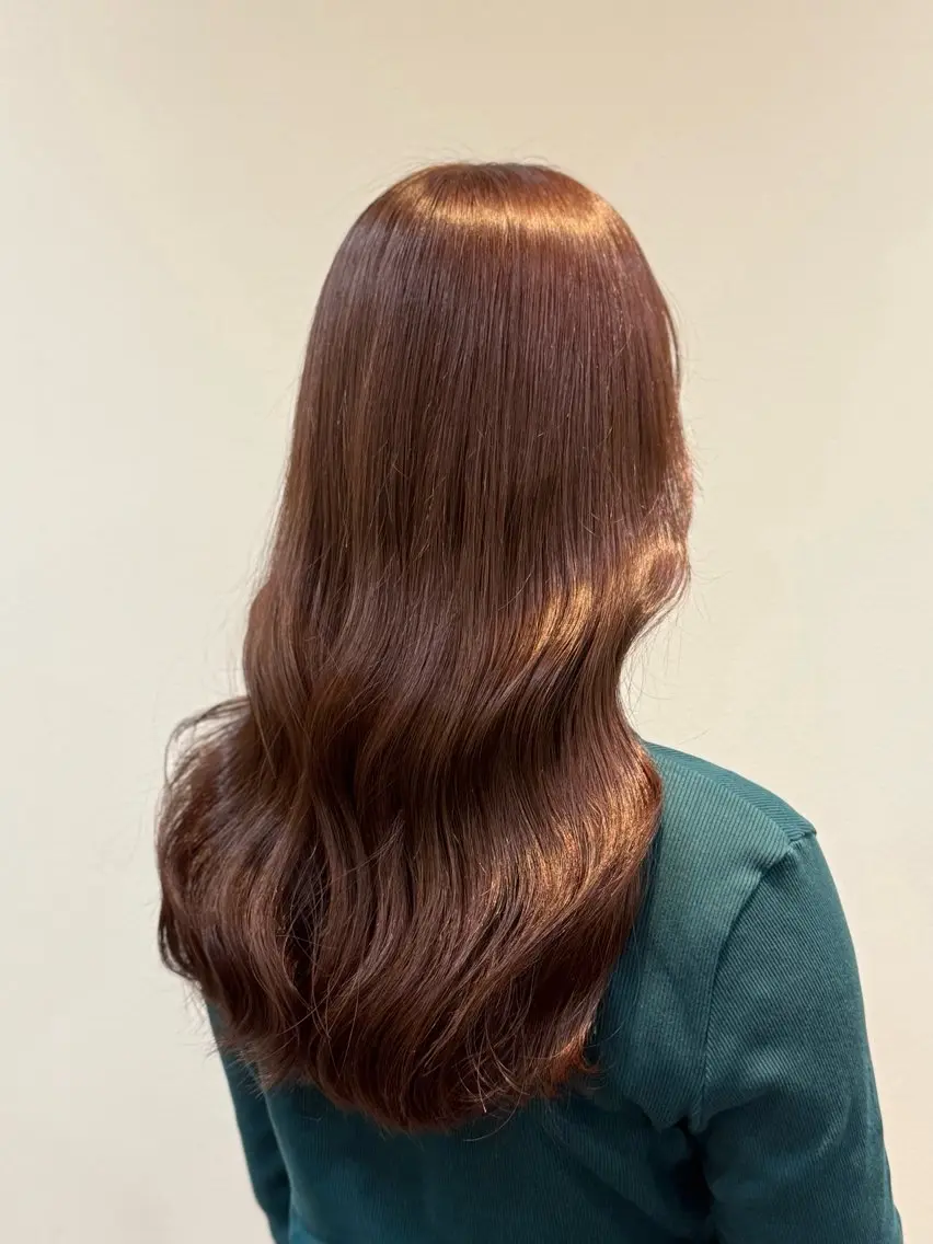ロング カラー ブラウンカラー ピンクカラー ピンクブラウン カット ヘアカラー 仲嶋 愛歌のヘアスタイル