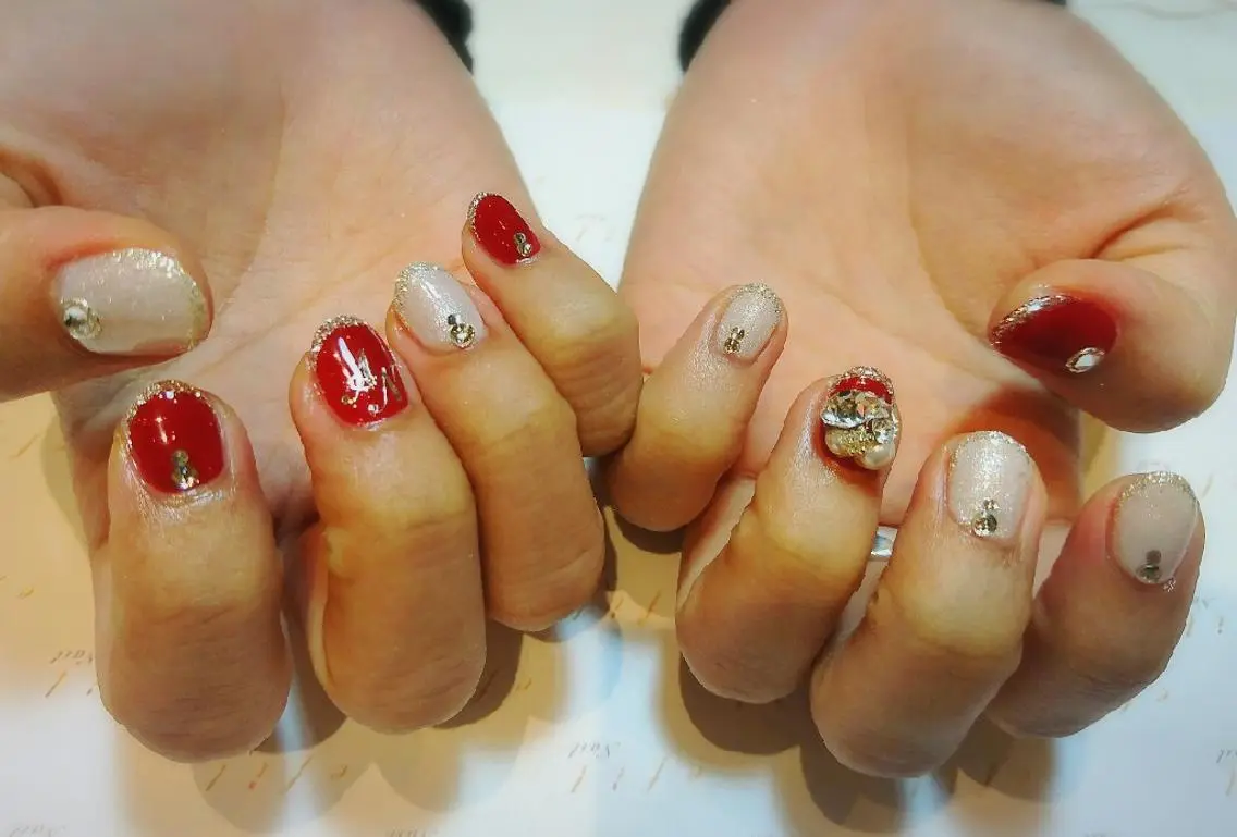 ネイル 持ち込み 冬ネイル クリスマス みー shakushiroのネイルデザイン
