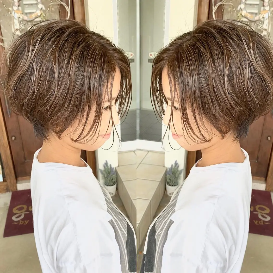 ショート カラー ハイライトカラー ハイライト カット ヘアカラー grand juteのヘアスタイル