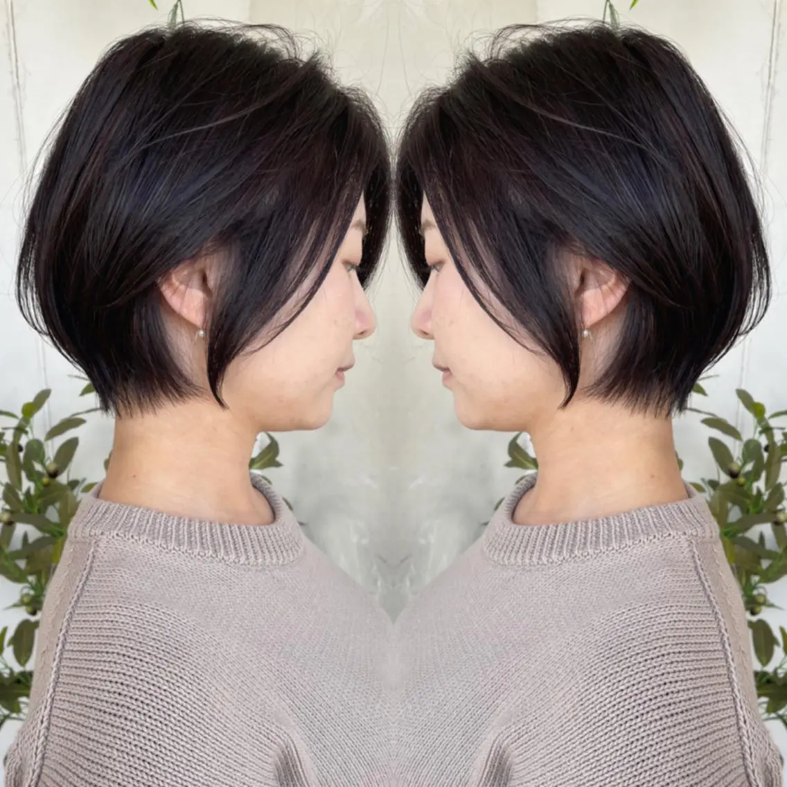 ショート カラー ショートボブ ハンサムショート 丸みショート デザインカラー ハイライトカラー カット ヘアカラー トリートメント 京都大人女性ショート 徒歩1分/秋山のヘアスタイル