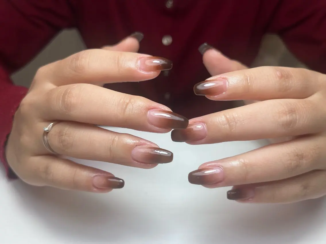 ネイル ブラウン グラデーション ハンドネイル LUANA nail 名駅/nagoのネイルデザイン