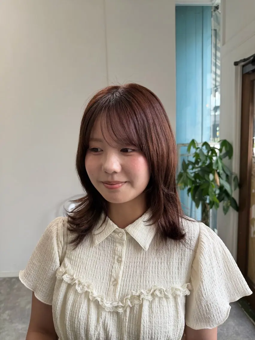 ミディアム カラー ブリーチ ブラウンカラー ダブルカラー ブリーチなしカラー 卒業式のヘアスタイル ヘアカラー 金澤 希空のヘアスタイル