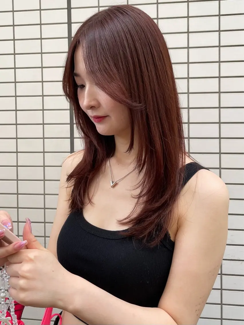 ロング カラー 顔周りカット カット ヘアカラー トリートメント yumemiレイヤー ✴︎ 透明感カラーのヘアスタイル