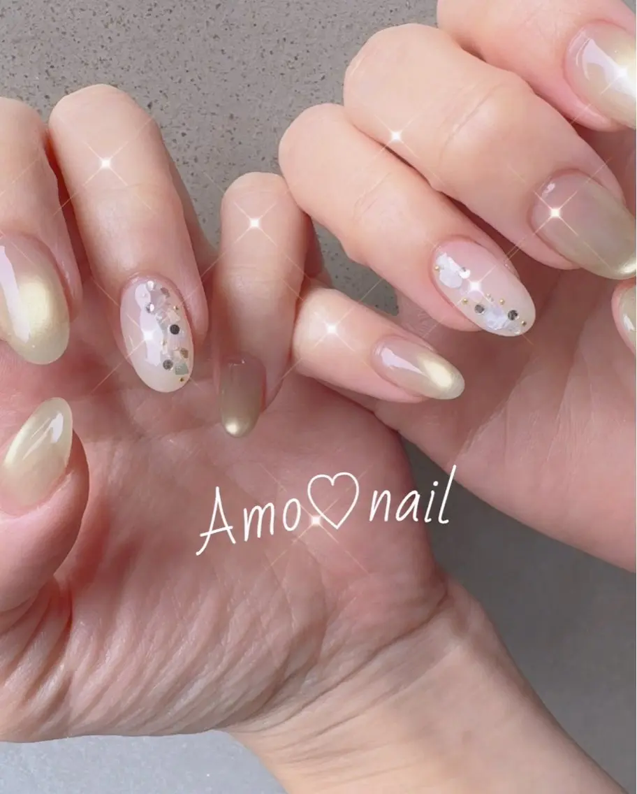ワンカラー🩵2本アート💅【フィルインオフ・ケア込】お爪を痛めないパラジェル使用⭐︎マグネットジェルも選んで頂けます♪の写真