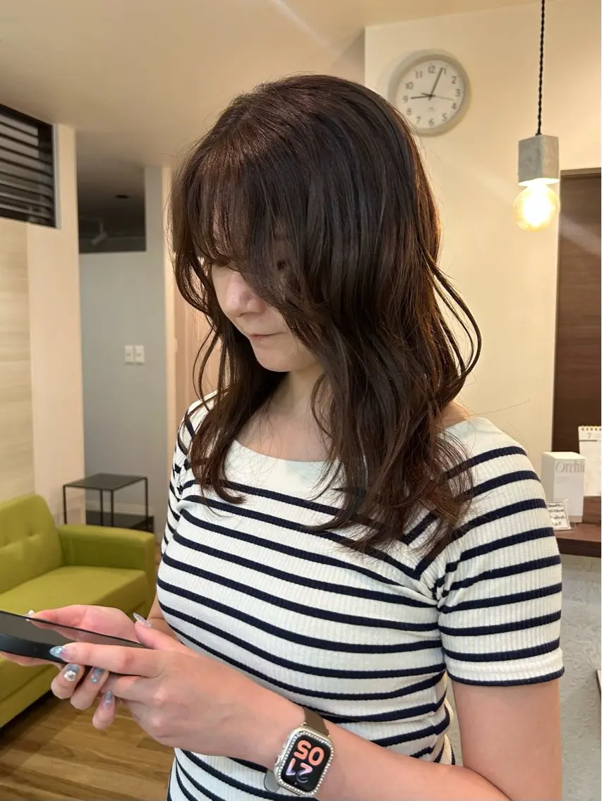 セミロング カラー ベージュカラー ヘアカラー Hanon 美桜のヘアスタイル