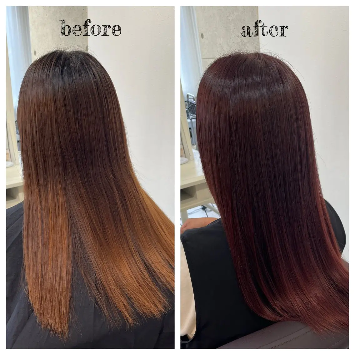 ロング カラー ボルドーカラー ルビー ヘアカラー トリートメント PutiLuca 浅川のヘアスタイル