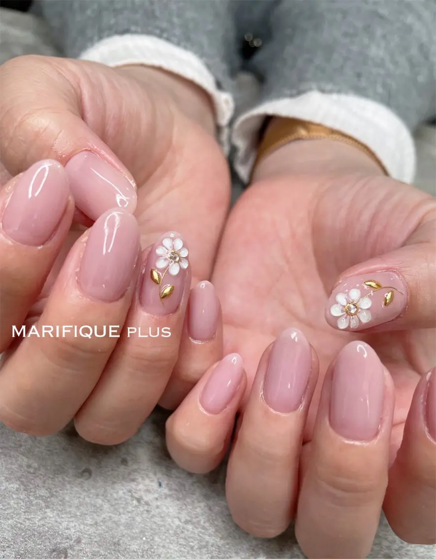 ネイル アートネイル ピンク シンプルネイル 春ネイル ハンドネイル ma riのマツエク・マツパデザイン
