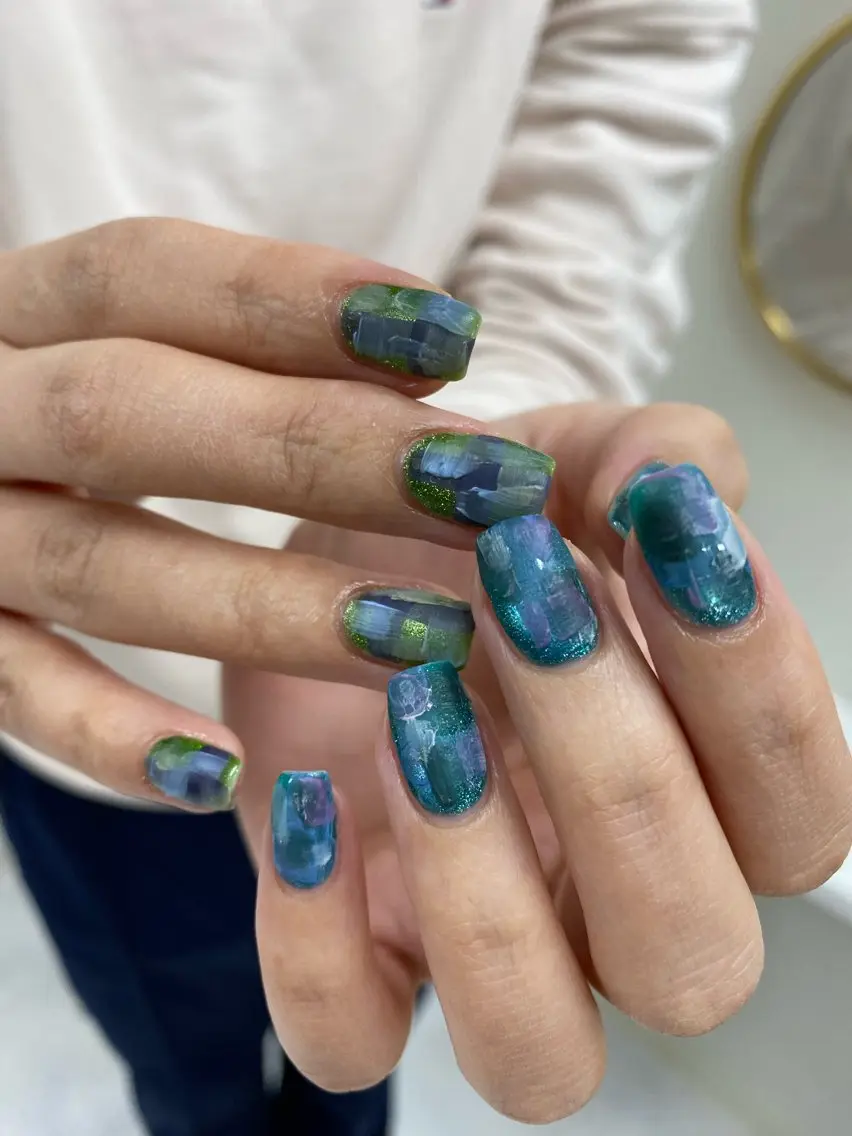 ネイル ジェルネイル マグネットネイル 持ち込み ニュアンスネイル ワンカラーネイル ハンドネイル 草加ニュアンスネイル 🌚hersのネイルデザイン