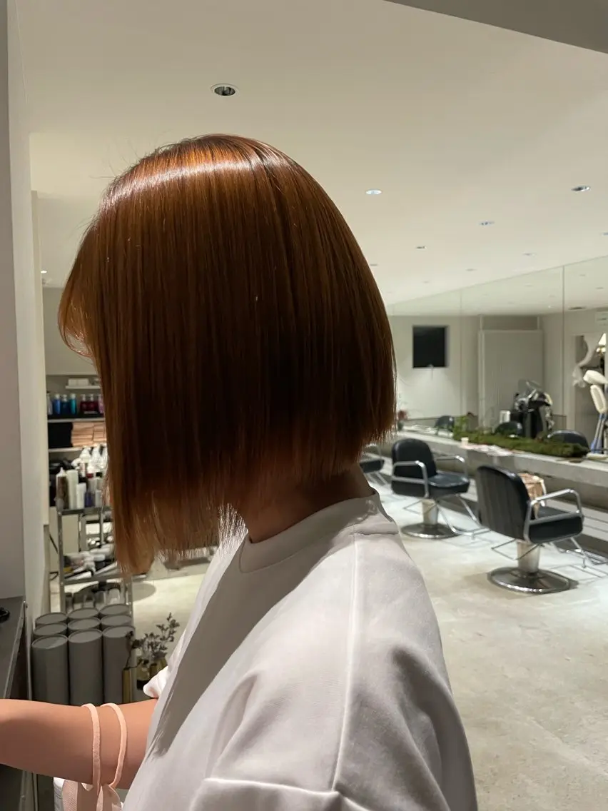 ショート パーマ 酸性ストレート ストレートパーマ kilto.きょうか 🍑カットモデル🍑のヘアスタイル