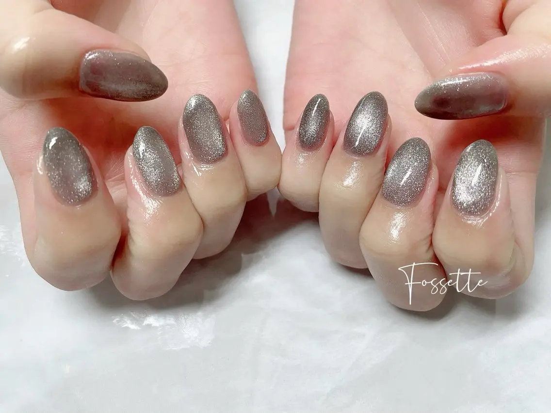 ネイル キラキラネイル マグネットネイル ハンドネイル nailsalon Fossetteのネイルデザイン