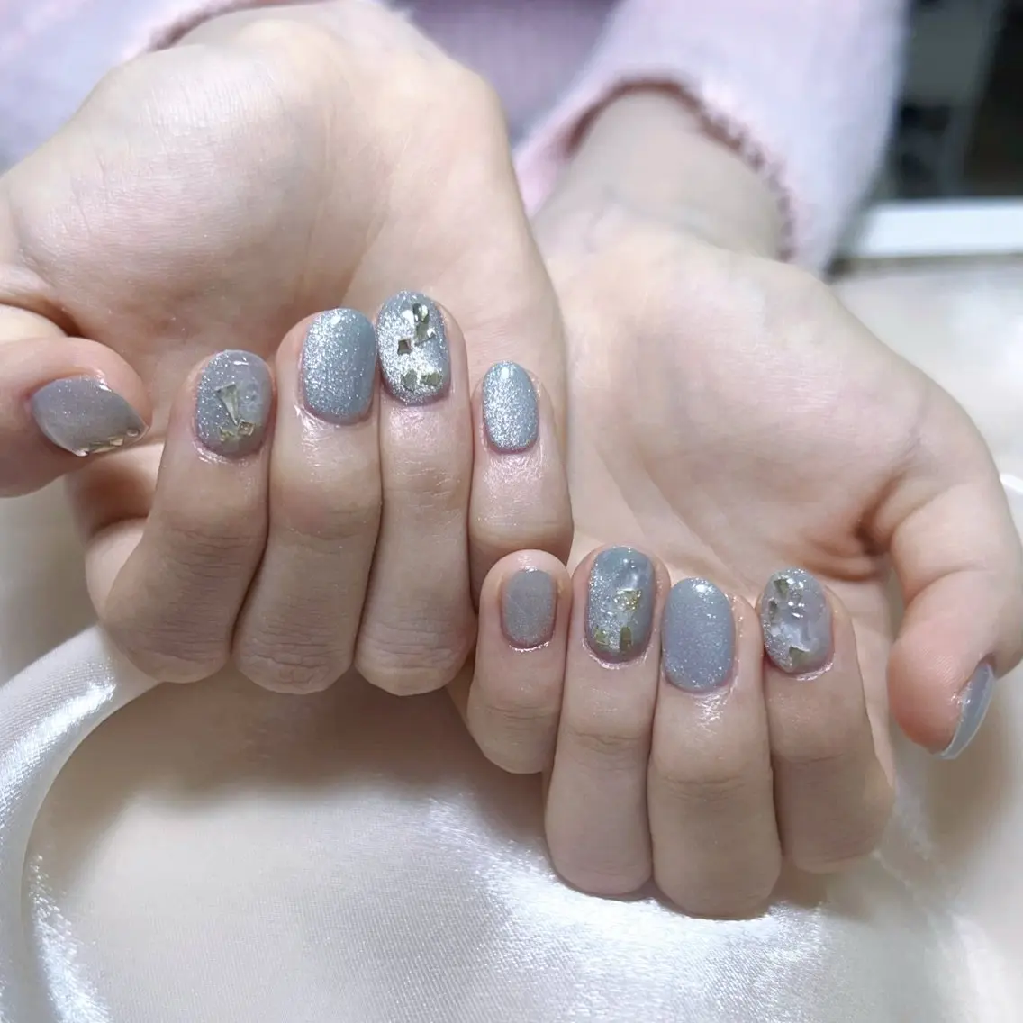 メンズ ネイル メンズ韓国風 アートネイル オーロラネイル ガーリー キラキラネイル ハンドネイル Nail salon 木にいるのネイルデザイン