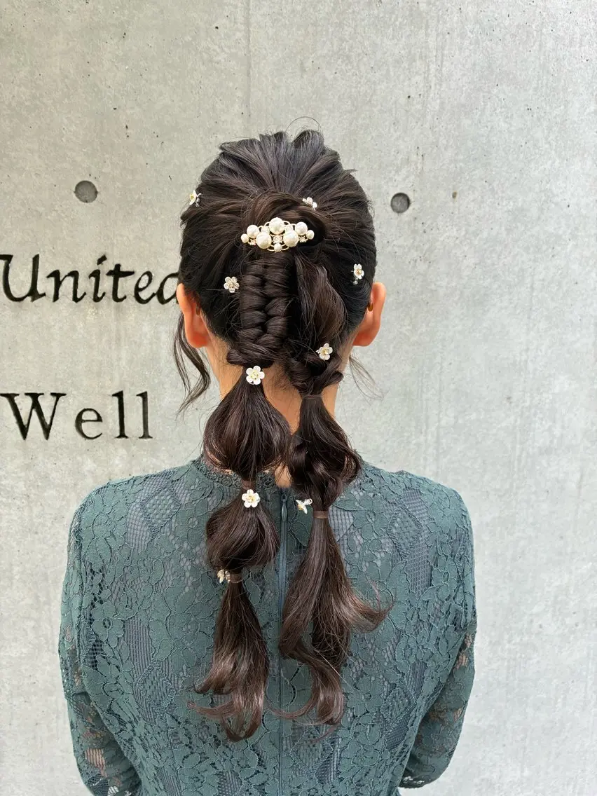 ロング ヘアアレンジ ポニーテール 結婚式・ブライダル 韓国風ヘア ロング オルチャンヘア ヘアセット 🧡髪質改善💛 🌸SAKURA🌸のヘアスタイル