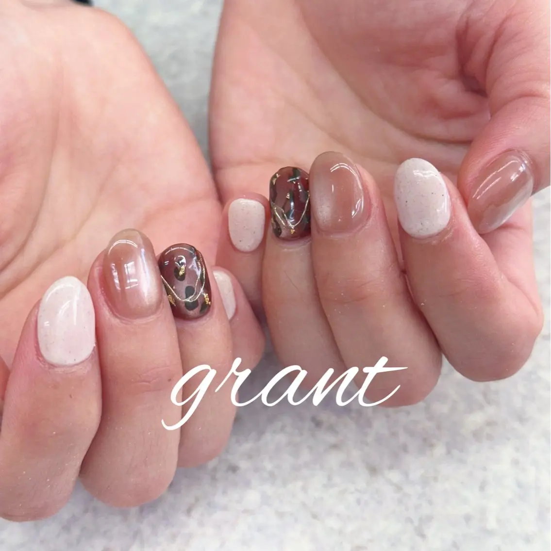 ネイル アニマル柄 冬ネイル ハンドネイル nailsalon grantのネイルデザイン