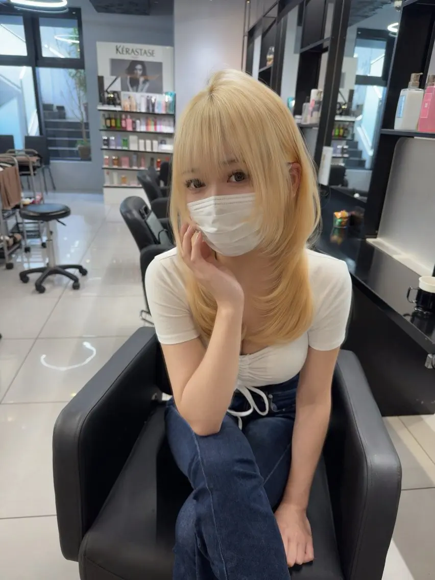 ミディアム ハッシュカット 韓国風ヘア レイヤーカット 佐藤正堯/ブリーチ /レイヤー/エクステのヘアスタイル