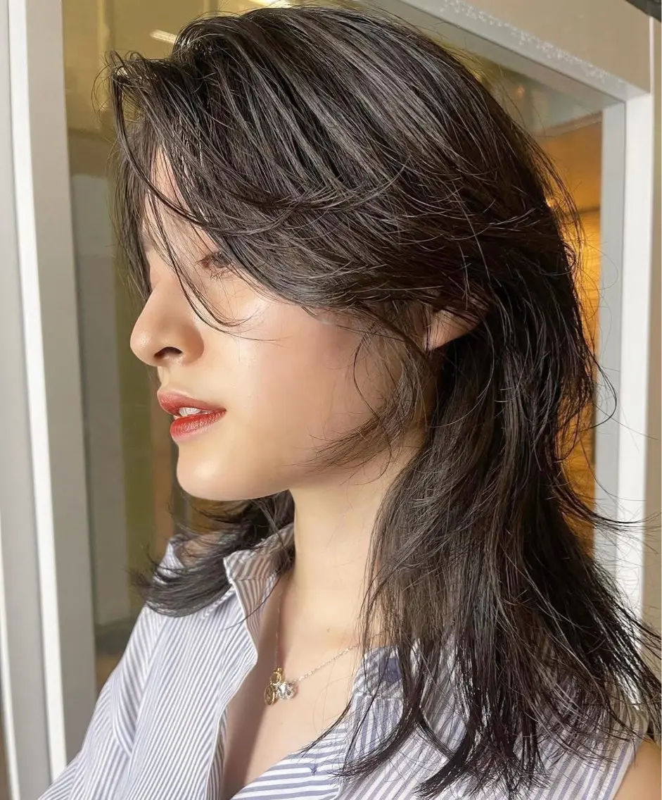ロング カラー パーマ ヘアアレンジ レイヤー/韓国/透明 感/Shionのヘアスタイル