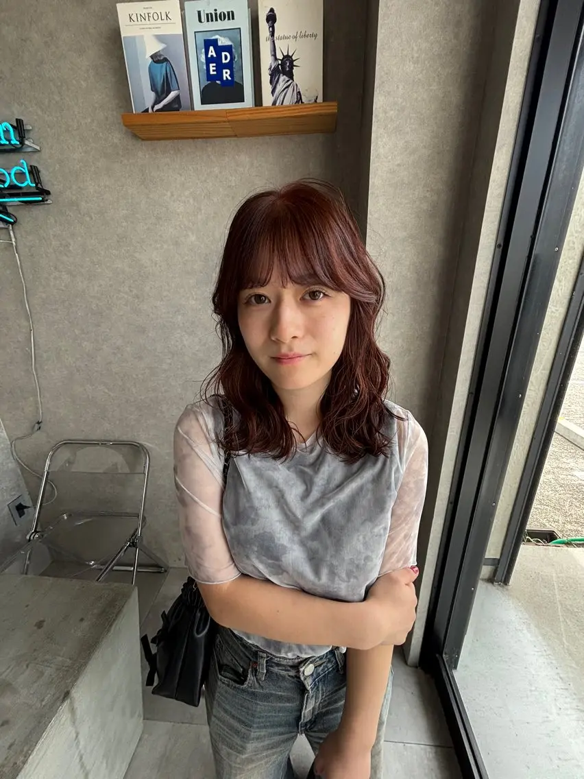 セミロング カット ヘアカラー トリートメント 山岸 未玖のヘアスタイル