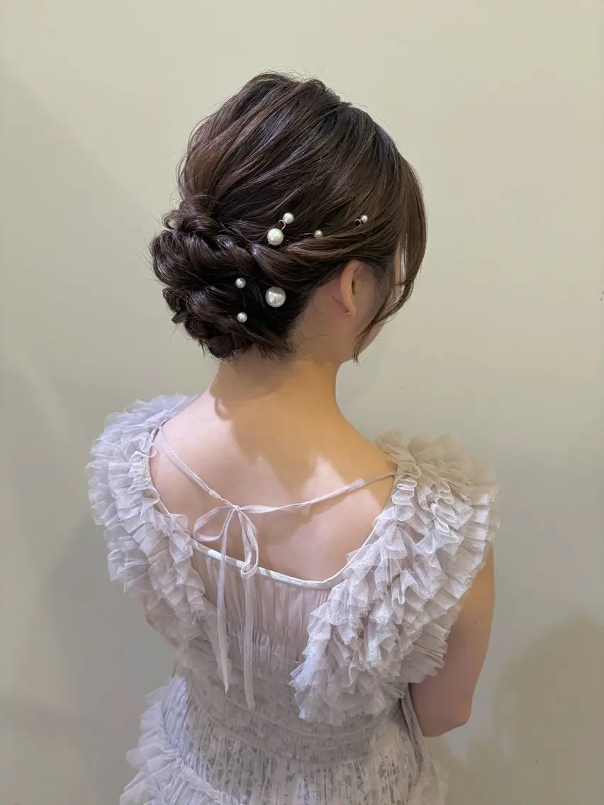 ミディアム ヘアアレンジ ヘアセット ボウ🪞ヘアセット /メイク/マツパのマツエク・マツパデザイン