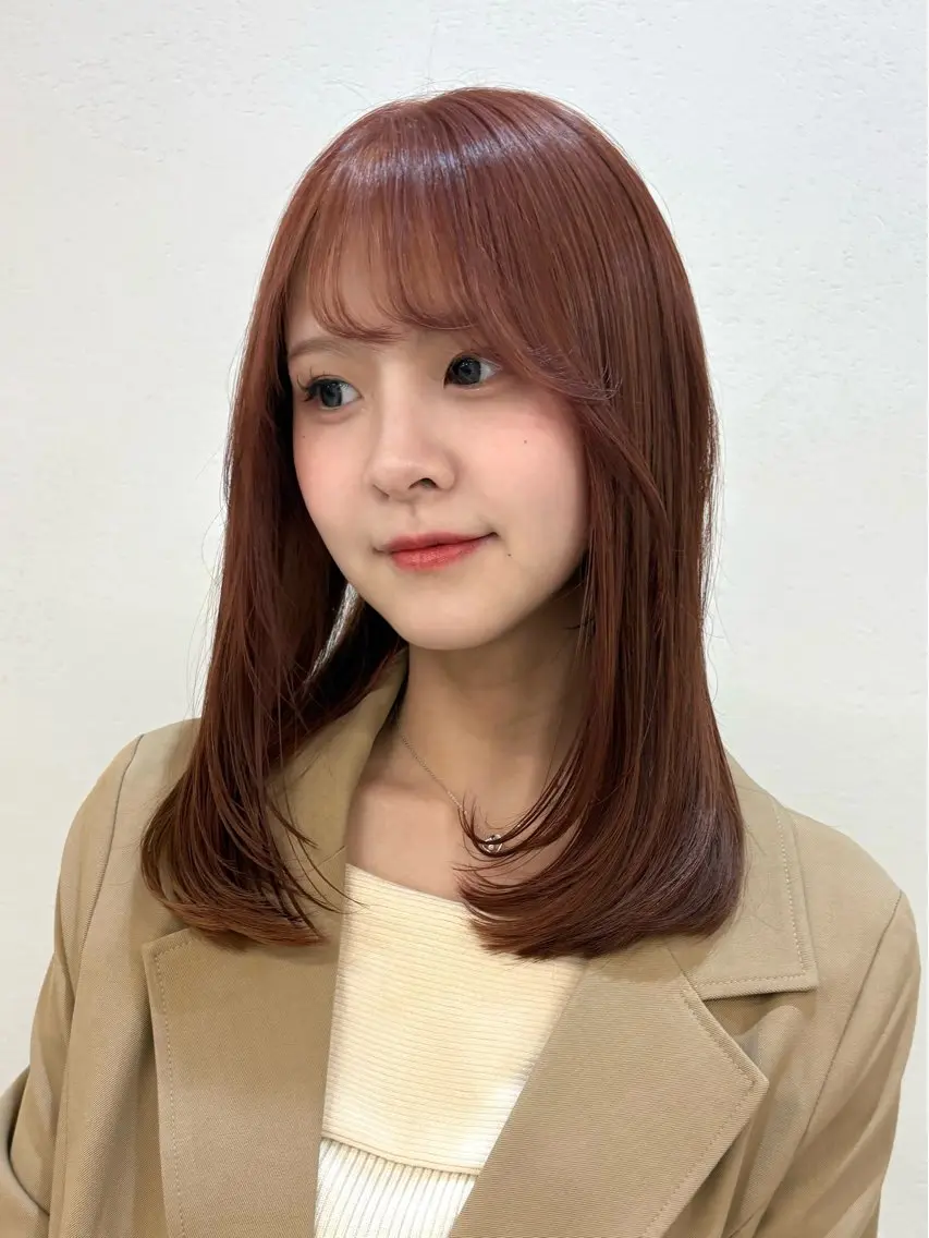 セミロング カット ヘアカラー 福岡美容師 透明感カラーのヘアスタイル